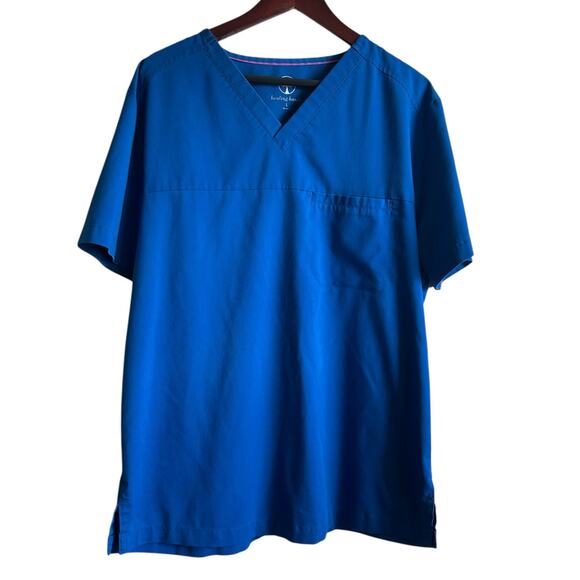 Healing hand Scrubs Women‎ Top XL Blue Medical Uniform Nurse Workwear Dental - Picture 1 of 9